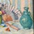 Vintage original framed impressionist still life painting on stretched canvas with vintage wood frame. Size is 16x20 and...