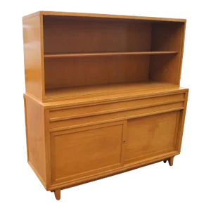 Mid 20th Century Vintage Mahogany Breakfront Four Shelves