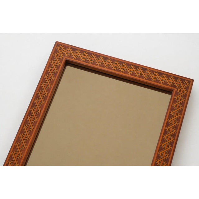 Mid-Century Modern Rectangular Brown Marquetry Mirror by Pio Zanotti, Italy, 20th Century For Sale - Image 3 of 16