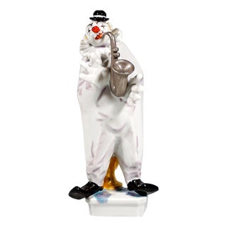Vintage Clown Figurine with Saxophone by P. Strang for Meissen, 1990 For Sale