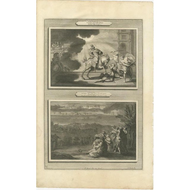 Baroque Pieter Mortier, Heliodorus Scourged and Armies in the Sky Over Jerusalem, 1700, Engraving For Sale - Image 3 of 12