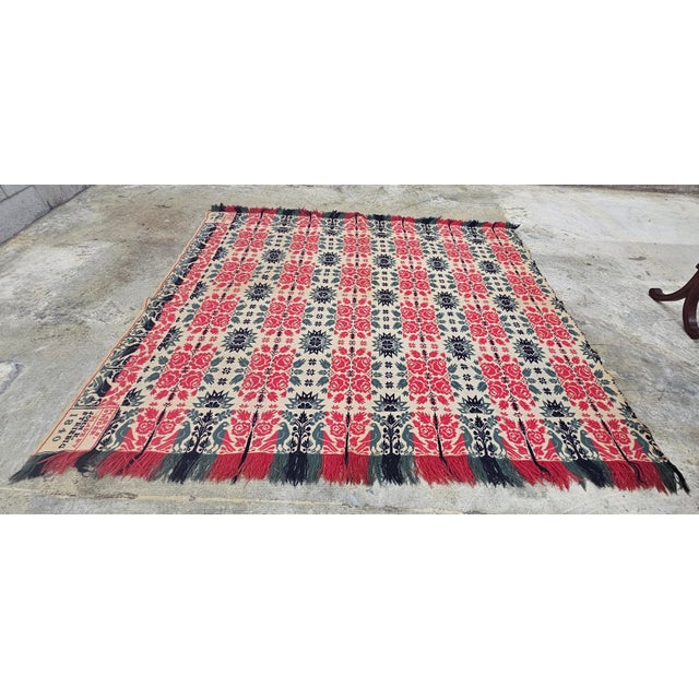 1840s American Jacquard Coverlet Signed Mary S. Snider by John K. Striebig For Sale In Washington DC - Image 6 of 7