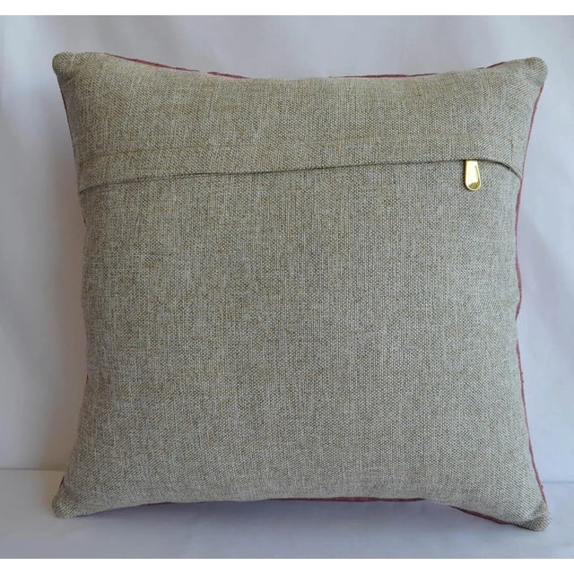 Traditional Hand Woven Turkish Silk Pillow Cover Oushak Pattern Kilim Throw Pillow - 16″ X 16″ For Sale - Image 3 of 6