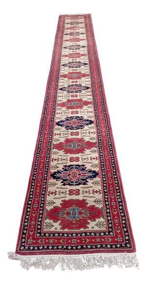 Hand-Knotted Persian Runner Rug with Plant Dyes, 1970