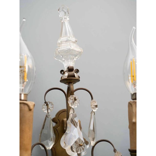 Bronze Wall Lamps with Crystal Trimmings, Set of 2 For Sale - Image 6 of 8
