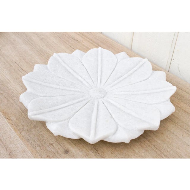 Large Artisanal Marble Flower Plate For Sale - Image 4 of 8