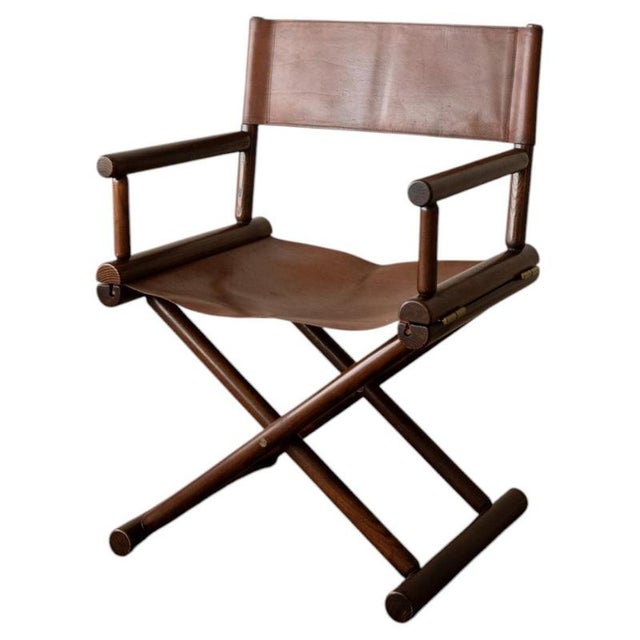 Italian Modern Directors Chair in Wood & Leather, 1980s For Sale - Image 18 of 18