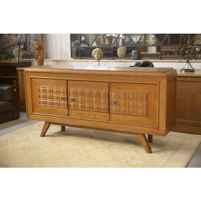 Brutalist Oak Buffet, 1960s For Sale - Image 12 of 13