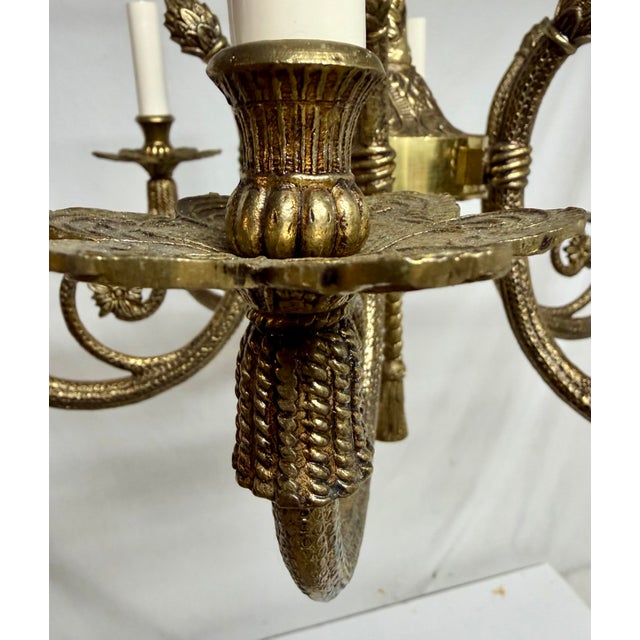 Brass Tassel Chandelier, Six Arms, Hollywood Regency Design For Sale - Image 10 of 10