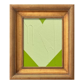 Ron Giusti Mini Heart Chartreuse Light Green Heart Acrylic Painting For Sale