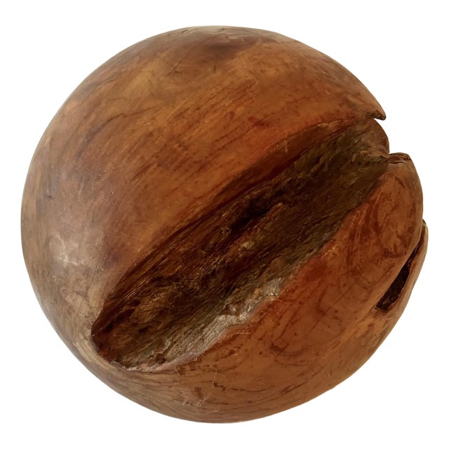 Round Hand Carved Wooden Organic Sculpture For Sale