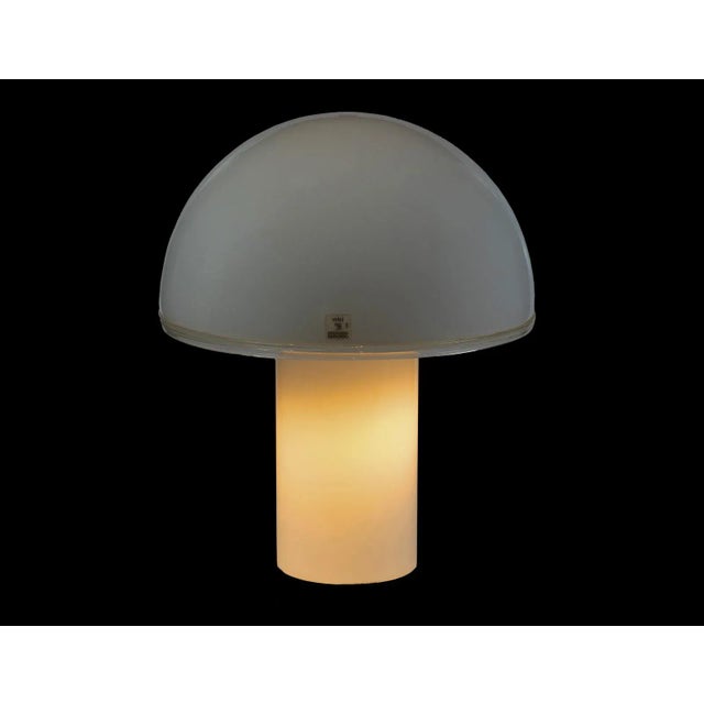 Italian vintage mushroom-shaped lamp, made of Murano blown glass with transparent profile, with original Vetri Murano...