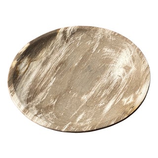 Light Beige Petrified Wood Circular Tray, 1980s For Sale