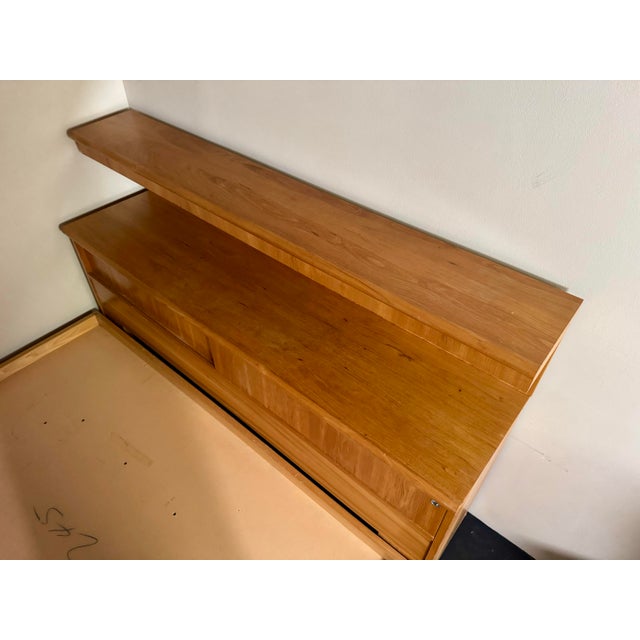 1970s Solid Birch Queen Sized Floating Platform Bed With Illuminated Headboard by Thomasville For Sale In Philadelphia - Image 6 of 12
