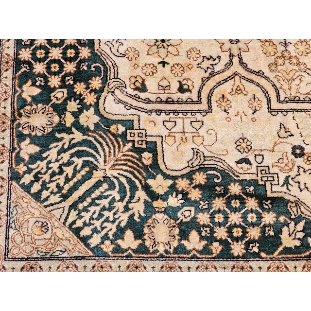 Vintage Indian Silk Rug, Hand-Knotted Geometric Design, 6' x 9' For Sale - Image 12 of 15