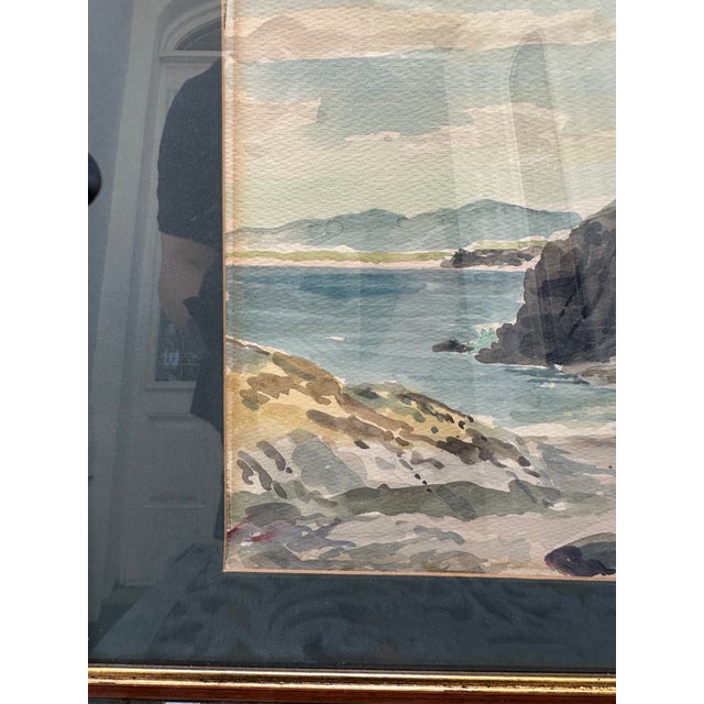 Paint Irish Mid-Century Coastal Landscape Watercolor Painting, Inscribed 1983, Bernard McDonagh. For Sale - Image 7 of 11