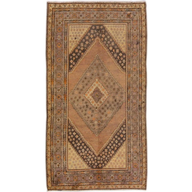Antique Khotan Handmade Tan Medallion Wool Rug For Sale - Image 10 of 10