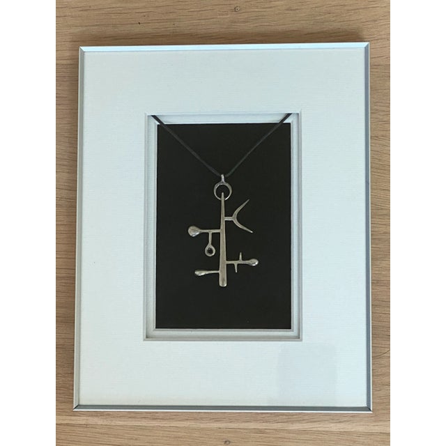 1960s Framed Modernist Abstract Sculptural Silver Necklace For Sale - Image 11 of 12