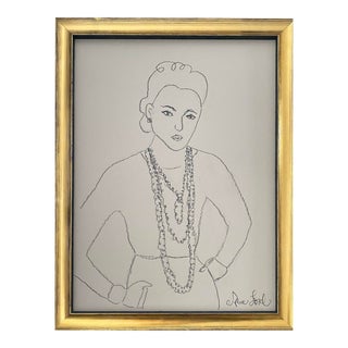 Madamoiselle, Charcoal Drawing by Alice Ford For Sale