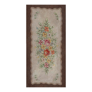 A Ivory Background Color With Beautiful Roses Centerpiece in Floral Pattern Antique American Hooked Rug