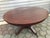 Brown Large English Style Round Mahogany Coffee Table on One Leg with Brass Leg Ends, 1950s For Sale - Image 8 of 18