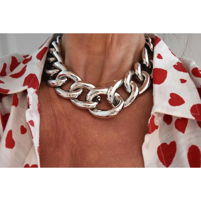 Vintage Givenchy Silver Tone Chunky Chain Necklace For Sale - Image 13 of 13