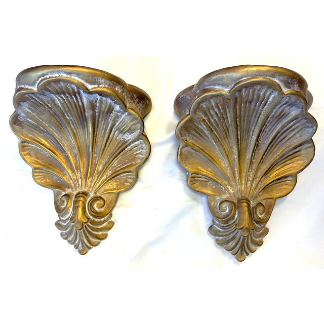 Mid Century Italian Plaster Shell Form Wall Brackets- A Pair For Sale - Image 17 of 17