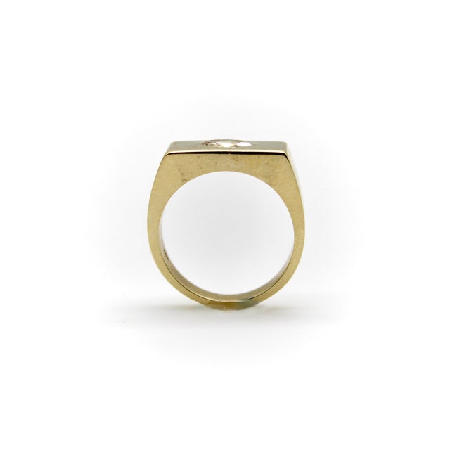 Gold 1990s 14k Gold Marquise Diamond Signet Ring, Size 6.5 For Sale - Image 8 of 11