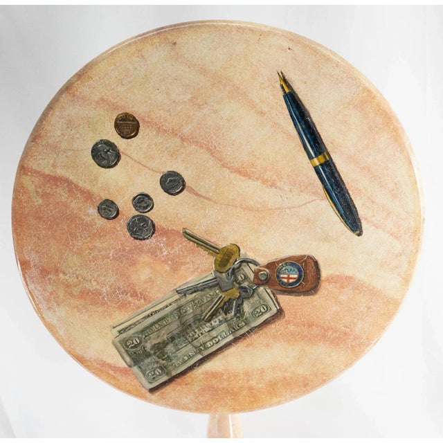 We are selling this great painted Tromp L'oeil table. This great decorative accent table is painted in faux marble finish...