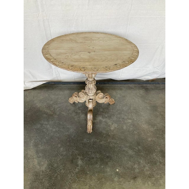Antique Bleached Carved Oak Side Table With Hoof Feet 19th Century For Sale - Image 4 of 13