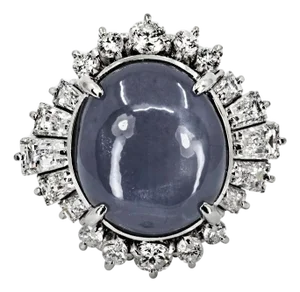 Late 20th Century Platinum Star Sapphire Ring, Size 5.75