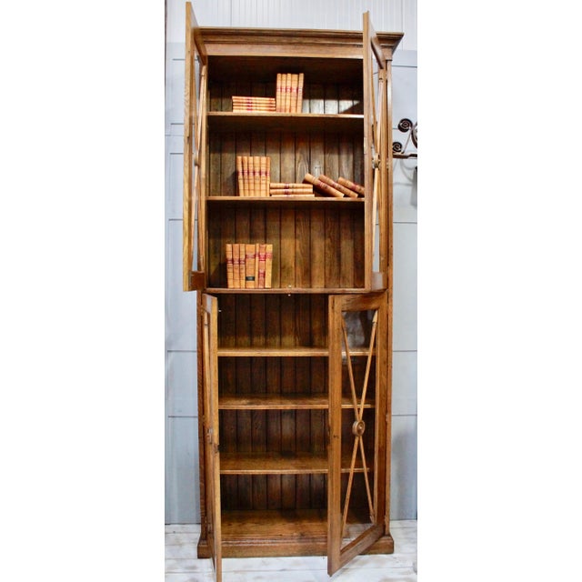 Wood Antique Solid Oak University Bookcase, 1901 For Sale - Image 7 of 14