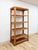 Wood Vintage Coastal Hollywood Regency Tortoise Bamboo Shelf, Wicker Shelving For Sale - Image 7 of 14