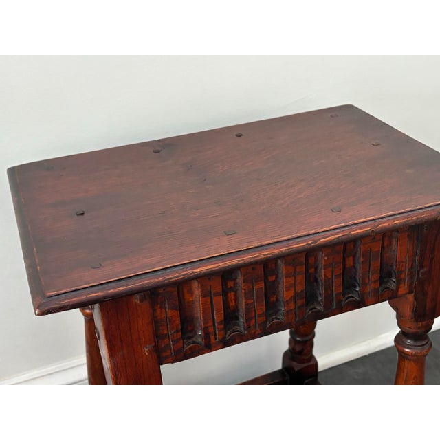 19th Century English Oak Carved Joint Stool For Sale - Image 9 of 12