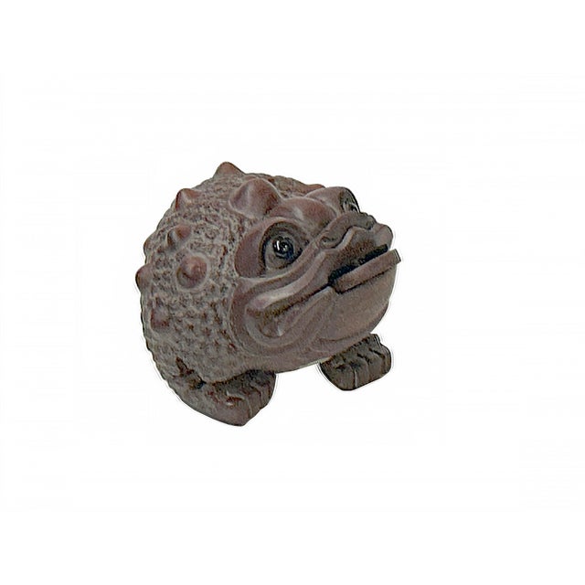 1980s Quality Boxwood Carved Chinese Fortune Toad, Money Frog Statue Figure For Sale - Image 5 of 9