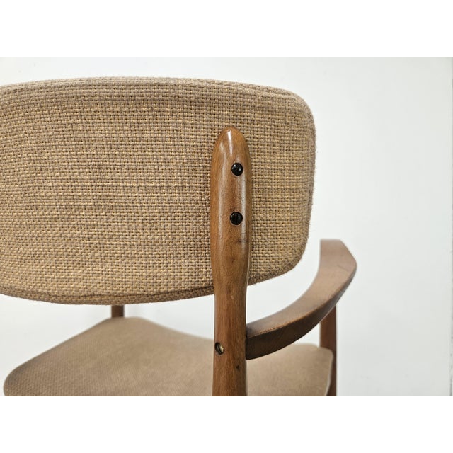 Wood Swedish Armhair in Wood and Brown Fabric, 1970 For Sale - Image 7 of 14