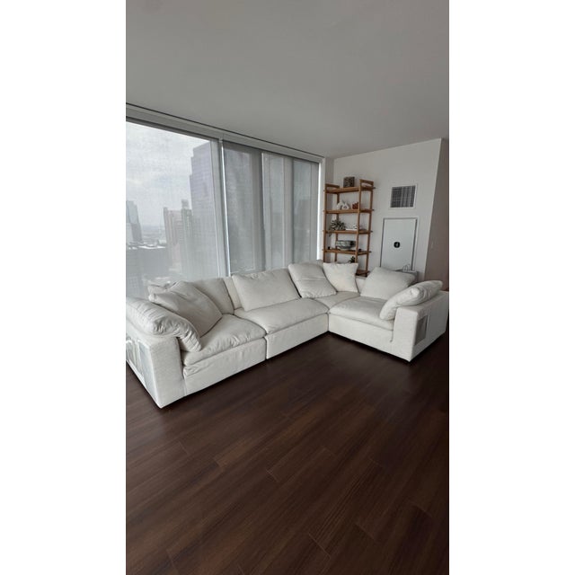 Contemporary Rh Cloud 4-Piece L-Shape Sectional Sofa in Perennials Performance Linen | Restoration Hardware | MSRP $12,500 For Sale - Image 3 of 5