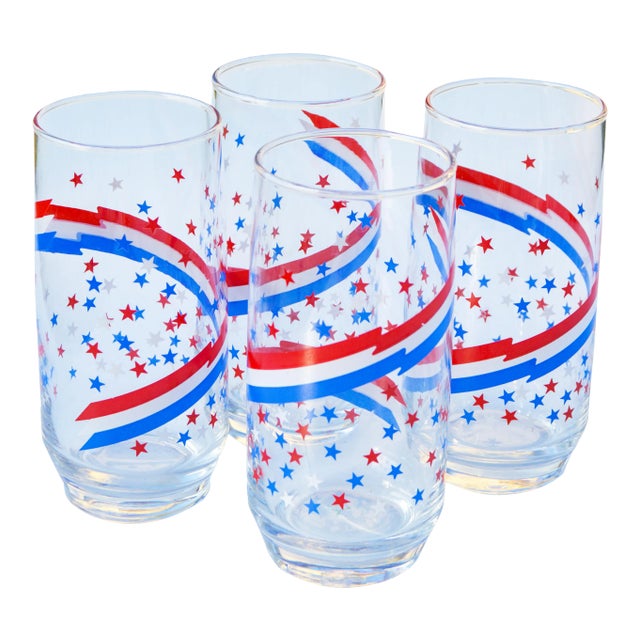Patriotic-Pattern Tumblers, S/4 For Sale