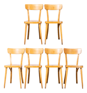 French Blonde Bentwood Dining Chairs from Baumann, 1950s, Set of 6