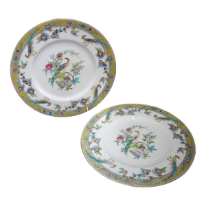 Minton China Exotic Bird of Paradise & Flower Sinclair 10 1/4" Dinner Plate Pair