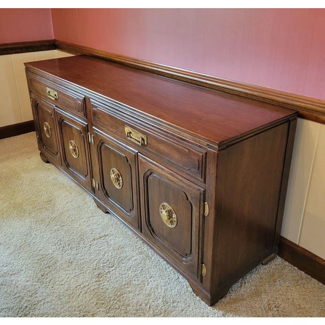 Near perfect credenza by Davis Cabinet Company. Designed with an Asian, Traditional, and Mid-century flair, it will fit in...