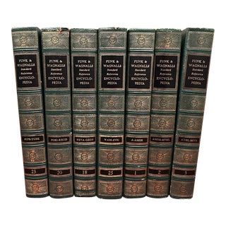 Vintage Decorative Funk & Wagnalls Encyclopedia Books - Set of 7 For Sale
