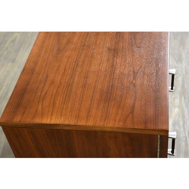 1960s 1960s Refinished Mid-Century Walnut Nightstand With Two Drawers For Sale - Image 5 of 7