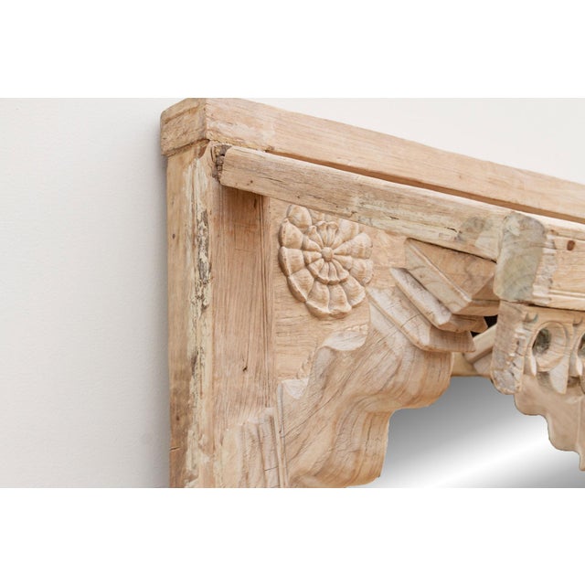 Indian One-of-a-Kind Sun-Bleached Teak Arch Mirror For Sale - Image 3 of 8