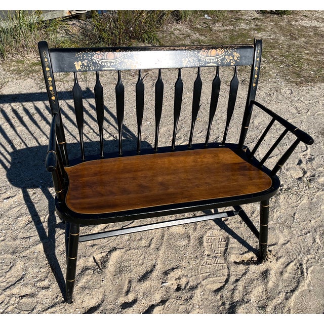 Nichols & Stone Windsor Settee With Harvest Stencils Arrowback Spindles