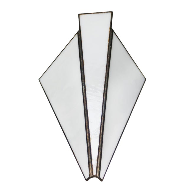 1920s Art Deco Wall Lamp in Opaline Stained-Glass For Sale - Image 5 of 5
