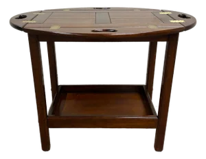 Vintage the Bombay Company Chippendale Mahogany Butler Table or Bar With Tray