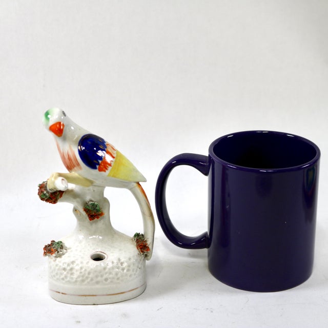 19th-Century Antique Staffordshire Pottery Parrot Quill Holder & Inkwell For Sale - Image 15 of 15