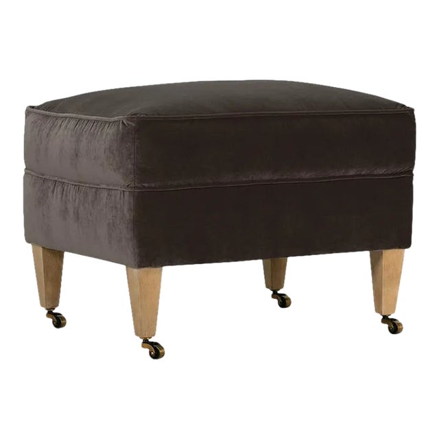 Alcott Ottoman, Chocolate Velvet For Sale