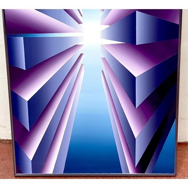 1980s Op Art Oil on Canvas, 'ST3' by Stephen T. Boone, 1986 For Sale - Image 5 of 10